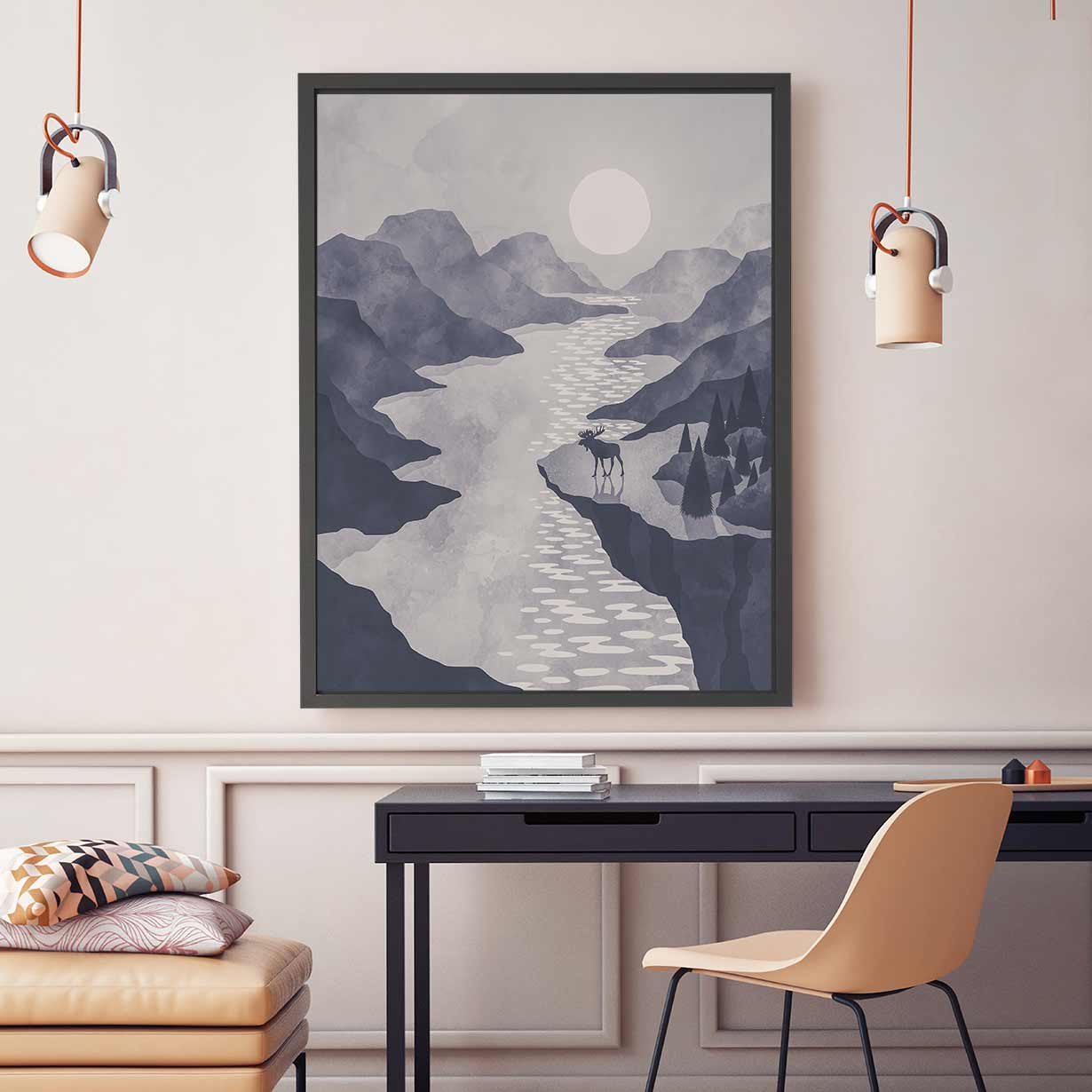 Moose & Mountain Range - Canvas Print by K Graphic House | Art Bloom Canvas Art