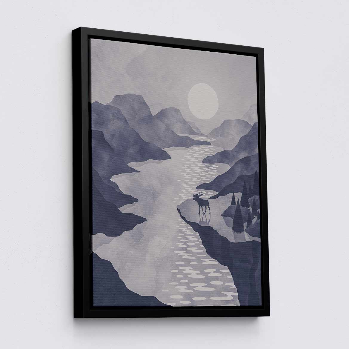 Moose &amp; Mountain Range - Canvas Print by K Graphic House | Art Bloom Canvas Art