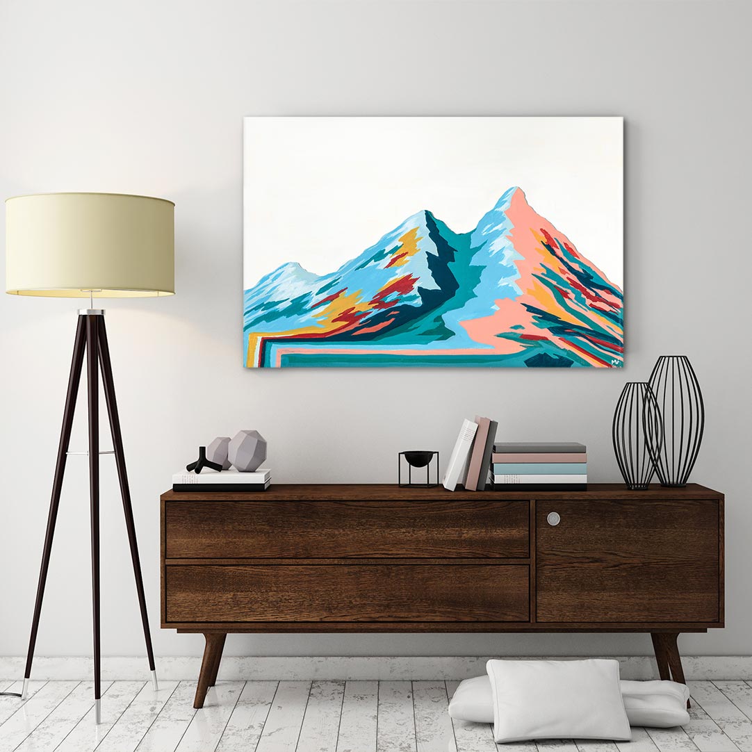 "Essence Of Spring" Watercolor Art Wall - Large Canvas 27x18 Inches, Pastel Blooms, Gallery Wrap
